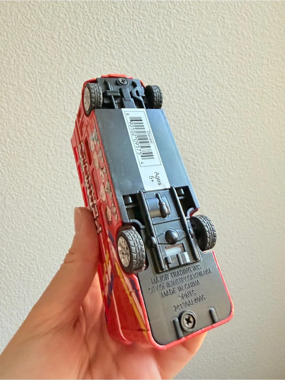 Peanuts Red Double-Decker Bus Toy with Character Graphics pull back